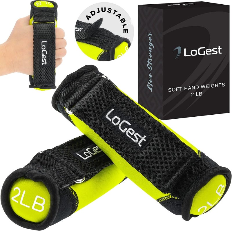 Logest Soft Hand Weights Adjustable Straps - Comes in 1LB Weights or 2LB or 3LB 4LB - Comfortable & Secure Weighted Neoprene Dumbbells with Straps for Walking Running Cardio Workout Physical Therapy - Image 1